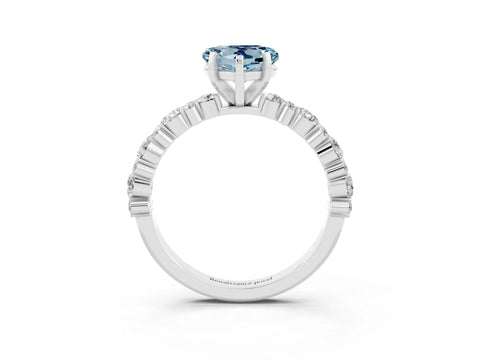 White gold Heart Cut Aquamarine Solitaire with Side Stones, Pave Band, Four-Prong Setting_39