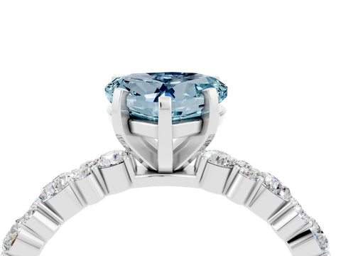White gold Heart Cut Aquamarine Solitaire with Side Stones, Pave Band, Four-Prong Setting_40