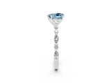 White gold Heart Cut Aquamarine Solitaire with Side Stones on a Pavé Band and Four-Prong Setting_2