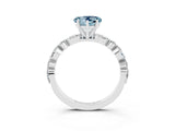 White gold Heart Cut Aquamarine Solitaire with Side Stones on a Pavé Band and Four-Prong Setting_3