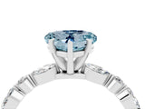 White gold Heart Cut Aquamarine Solitaire with Side Stones on a Pavé Band and Four-Prong Setting_4