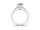 White gold Heart Cut Aquamarine Split Shank Engagement Ring with Pavé Band_3