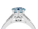 White gold Heart Cut Aquamarine Split Shank Engagement Ring with Pavé Band_4