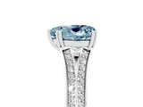 White gold Heart Cut Aquamarine Split Shank Engagement Ring with Pavé Band_5