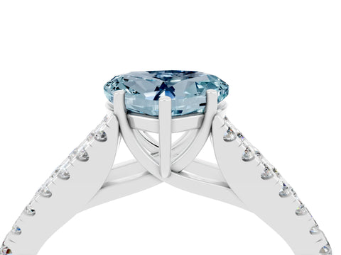 White gold Heart Cut Aquamarine Split Shank Pavé Engagement Ring with Four-Prong Setting_16