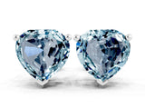 White gold Heart Cut Aquamarine Stud Earrings_12