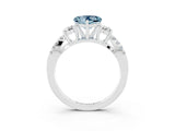 White gold Heart Cut Aquamarine Three-Stone Ring with Pavé Split Shank and Four-Prong Setting_27