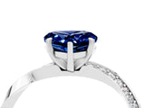 White gold Heart Cut Blue Sapphire Engagement Ring with Side Stone Accents and Four-Prong Setting_124