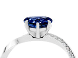 White gold Heart Cut Blue Sapphire Engagement Ring with Side Stone Accents and Four-Prong Setting_28
