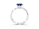 White gold Heart Cut Blue Sapphire Engagement Ring with Side Stone Accents and Four-Prong Setting_45
