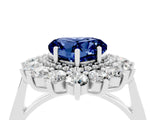 White gold Heart Cut Blue Sapphire Floral Double Halo Engagement Ring with Prong Setting_100