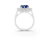 White gold Heart Cut Blue Sapphire Floral Double Halo Engagement Ring with Prong Setting_99