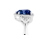 White gold Heart Cut Blue Sapphire Halo Ring with Tapered Band and Four-Prong Setting_5