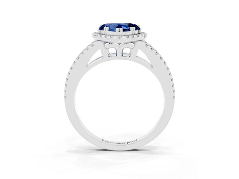 White gold Heart Cut Blue Sapphire Halo Split Shank Engagement Ring_15
