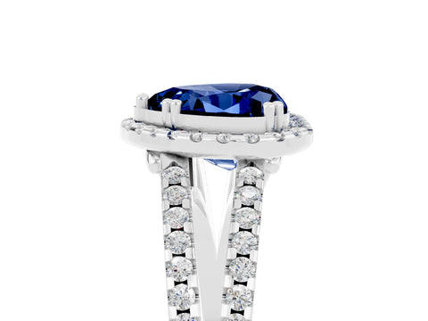 White gold Heart Cut Blue Sapphire Halo Split Shank Engagement Ring_17