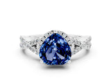 White gold Heart Cut Blue Sapphire  Halo Twist Band Solitaire Prong Setting Ring_24