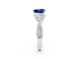 White gold Heart Cut Blue Sapphire  Halo Twist Band Solitaire Prong Setting Ring_26