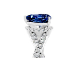 White gold Heart Cut Blue Sapphire  Halo Twist Band Solitaire Prong Setting Ring_29