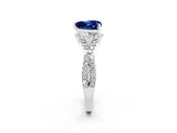White gold Heart Cut Blue Sapphire Halo Twist Band Solitaire Prong Setting Ring_2