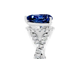 White gold Heart Cut Blue Sapphire Halo Twist Band Solitaire Prong Setting Ring_5
