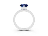 White gold Heart Cut Blue Sapphire Milgrain Pavé Engagement Ring with Four-Prong Setting_15