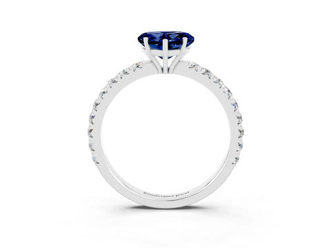White gold Heart Cut Blue Sapphire Pavé Solitaire Engagement Ring with Four-Prong Setting_15