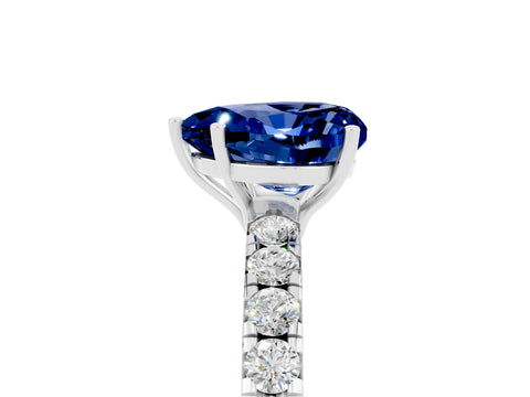 White gold Heart Cut Blue Sapphire Pavé Solitaire Engagement Ring with Four-Prong Setting_17
