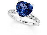 White gold Heart Cut Blue Sapphire Pavé Solitaire Ring with Round Band and Prong Setting_37