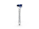 White gold Heart Cut Blue Sapphire Pavé Solitaire Ring with Round Band and Prong Setting_38