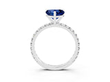 White gold Heart Cut Blue Sapphire Pavé Solitaire Ring with Round Band and Prong Setting_39