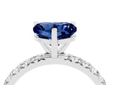 White gold Heart Cut Blue Sapphire Pavé Solitaire Ring with Round Band and Prong Setting_40
