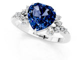 White gold Heart Cut Blue Sapphire Ring with Side Stones and Four-Prong Setting_37