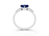 White gold Heart Cut Blue Sapphire Ring with Side Stones and Four-Prong Setting_39