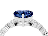 White gold Heart Cut Blue Sapphire Scattered Round Accent Ring with Prong Setting_28