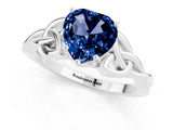White gold Heart Cut Blue Sapphire Solitaire Celtic Knot Ring with Four-Prong Setting_13