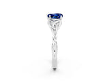 White gold Heart Cut Blue Sapphire Solitaire Celtic Knot Ring with Four-Prong Setting_14