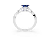 White gold Heart Cut Blue Sapphire Solitaire Celtic Knot Ring with Four-Prong Setting_15