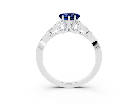White gold Heart Cut Blue Sapphire Solitaire Celtic Knot Ring with Four-Prong Setting_15