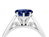 White gold Heart Cut Blue Sapphire Solitaire Engagement Ring with Cathedral Setting and Four-Prong Mount_10