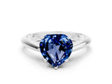 White gold Heart Cut Blue Sapphire Solitaire Engagement Ring with Cathedral Setting and Four-Prong Mount_132