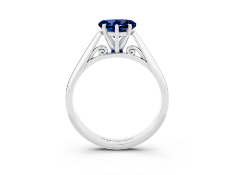 White gold Heart Cut Blue Sapphire Solitaire Engagement Ring with Cathedral Setting and Four-Prong Mount_15