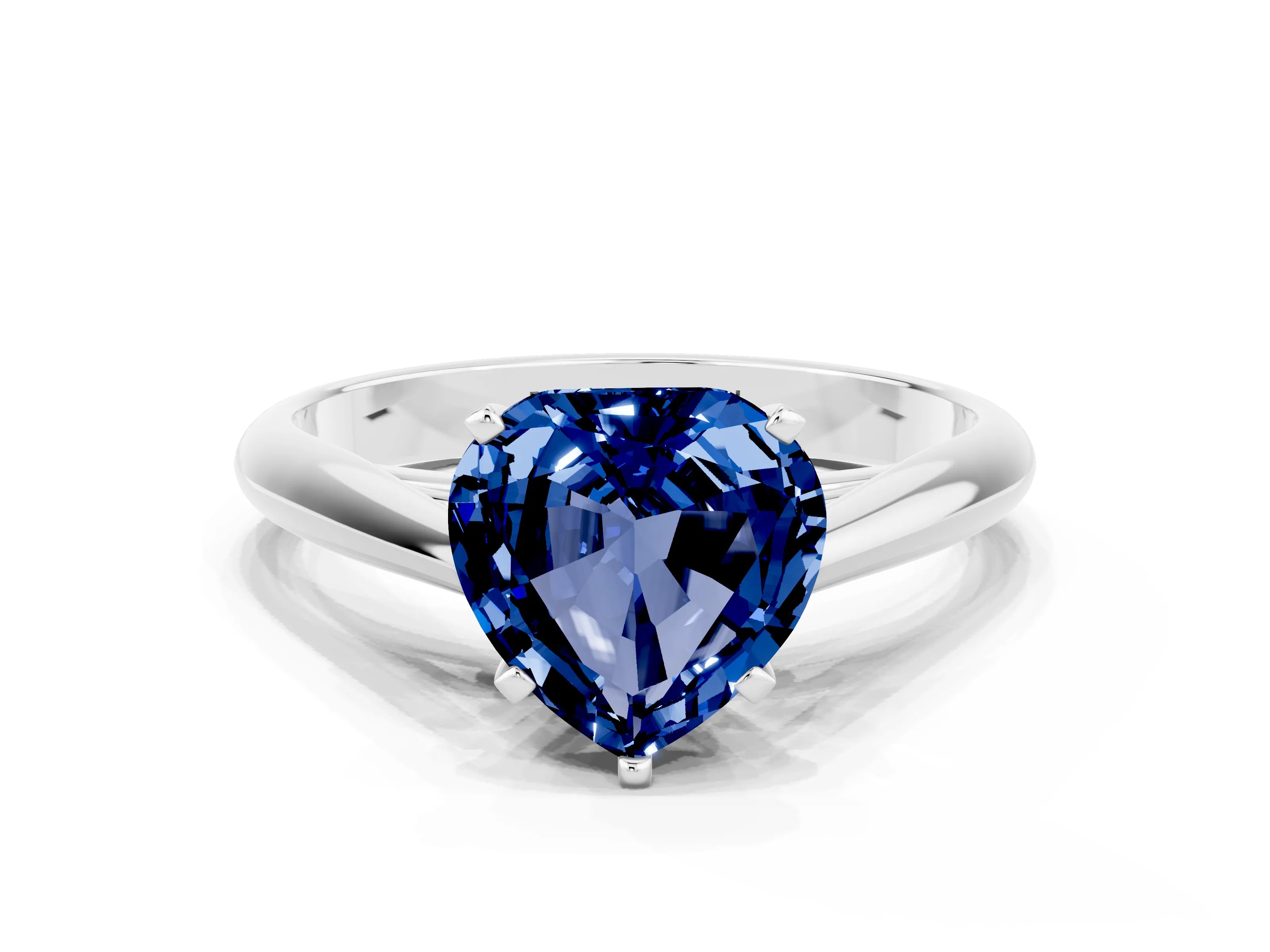 White gold Heart Cut Blue Sapphire Solitaire Engagement Ring with Cathedral Setting and Four-Prong Mount_24