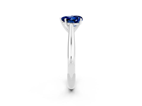 White gold Heart Cut Blue Sapphire Solitaire Engagement Ring with Cathedral Setting and Four-Prong Mount_26