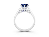 White gold Heart Cut Blue Sapphire Solitaire Engagement Ring with Cathedral Setting and Four-Prong Mount_9