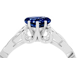 White gold Heart Cut Blue Sapphire Solitaire Engagement Ring with Celtic Knot Band and Four-Prong Setting_4