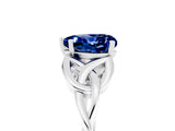 White gold Heart Cut Blue Sapphire Solitaire Engagement Ring with Celtic Knot Band and Four-Prong Setting_5