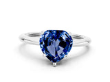 White gold Heart Cut Blue Sapphire Solitaire Engagement Ring with Classic Band and Four-Prong Setting_12