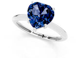White gold Heart Cut Blue Sapphire Solitaire Engagement Ring with Classic Band and Four-Prong Setting_13