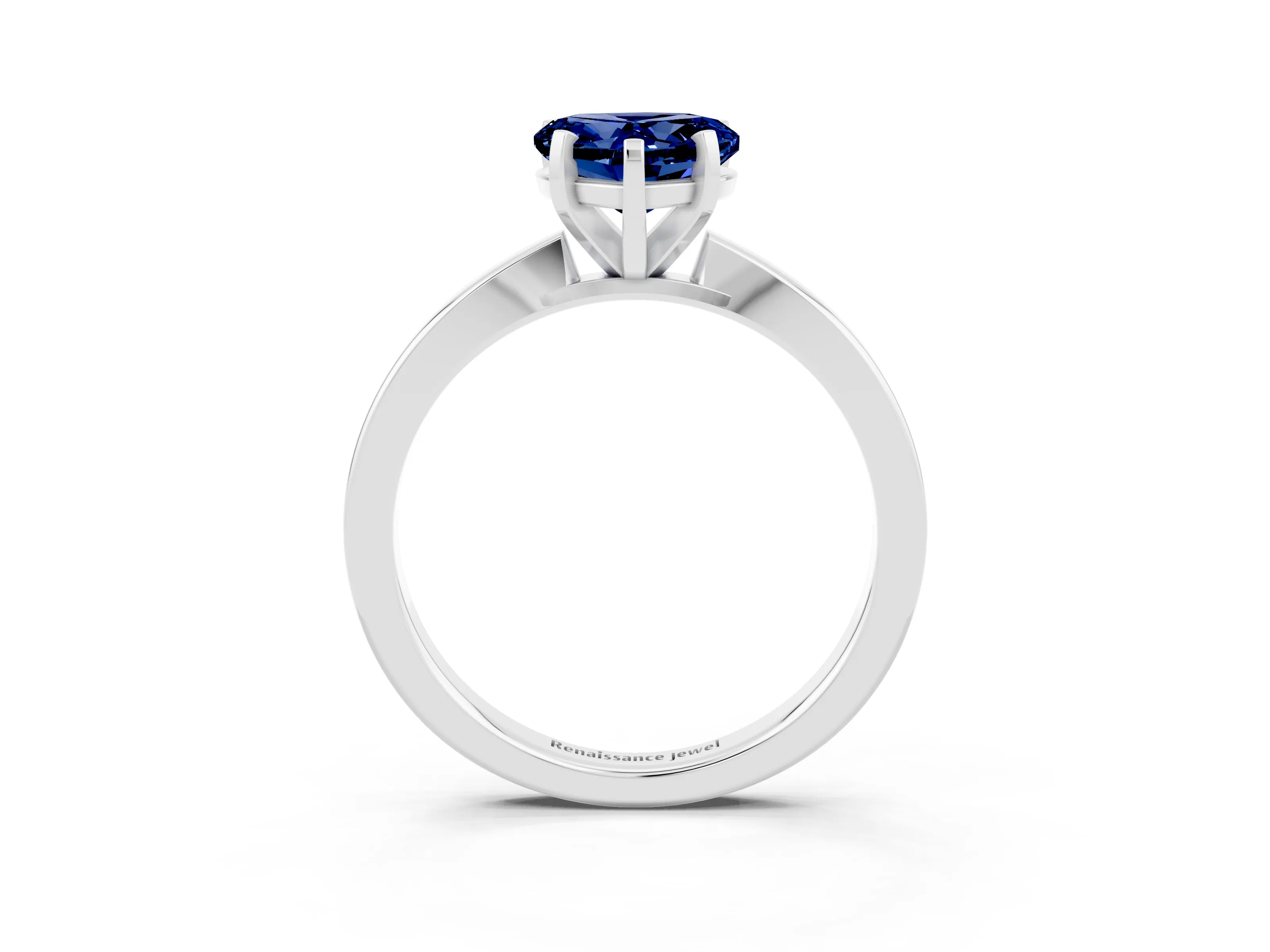 White gold Heart Cut Blue Sapphire Solitaire Engagement Ring with Classic Band and Four-Prong Setting_27