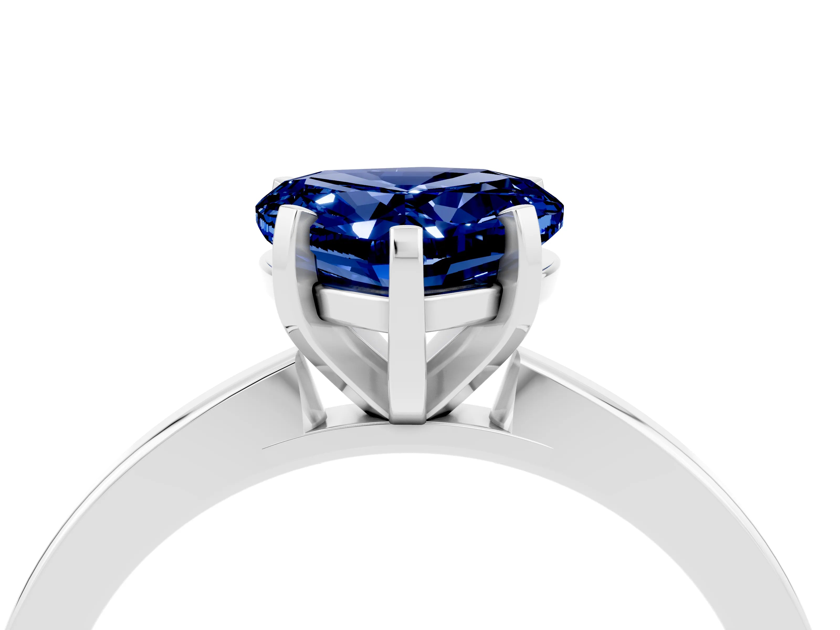 White gold Heart Cut Blue Sapphire Solitaire Engagement Ring with Classic Band and Four-Prong Setting_28
